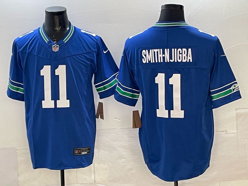 Men 2026 Seattle Seahawks #11 Smith-Njigba Blue 4th generation Nike Limited NFL Jersey style 02